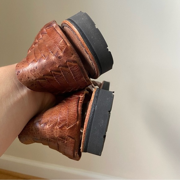 Brand X Huaraches Hand Woven Brown Leather Open Toe Slip On Sandals Women’s 10 - Picture 9 of 11